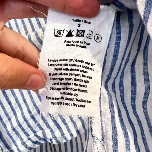 Leon & Harper 100% Cotton Lightweight Classic Collared Striped Preppy Shirt S - Picture 8 of 9